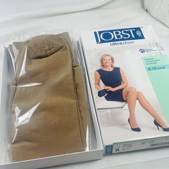Jobst UltraSheer Support Knee-High Compression Stockings 8-15 mmHg Silky Beige - Picture 1 of 6